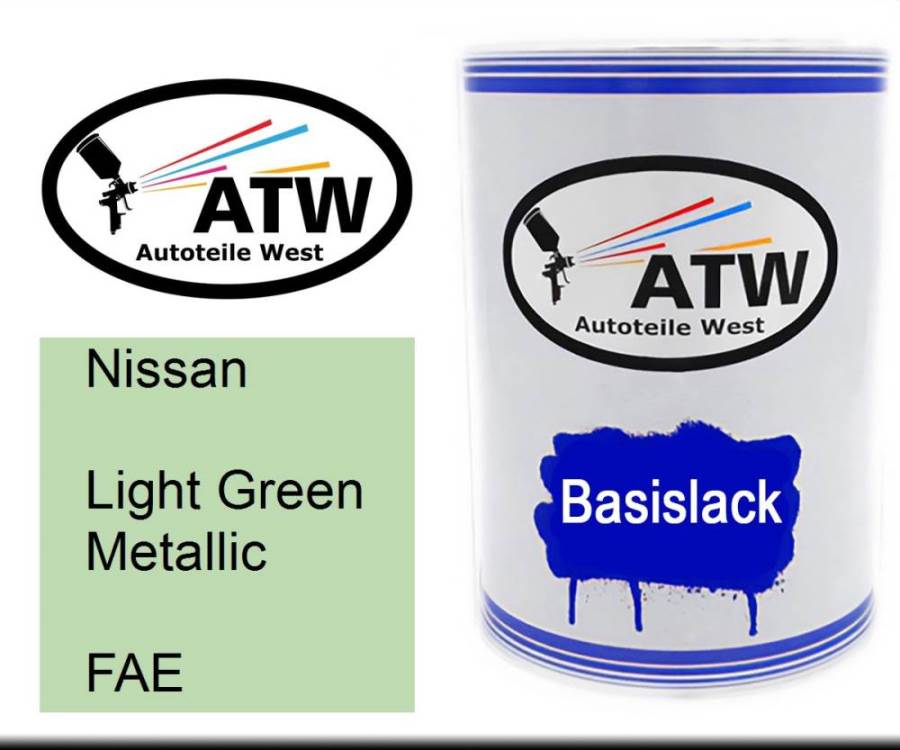 Nissan, Light Green Metallic, FAE: 500ml Lackdose, von ATW Autoteile West.